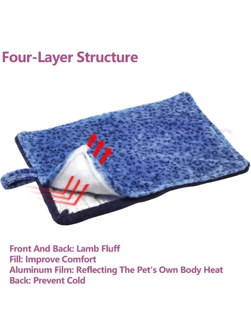 New Self-Warming Pet Bed Mat Super Soft Bed for Small Dogs & Cats - Blue